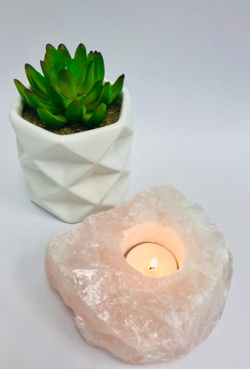 Rose Quartz Candle Light Stand - Rencha Co.